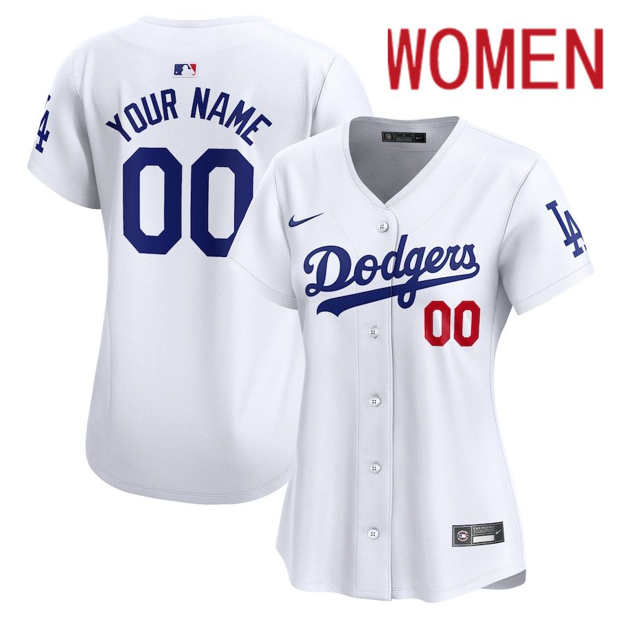Women Los Angeles Dodgers Nike White Home Limited Custom MLB Jersey->customized mlb jersey->Custom Jersey